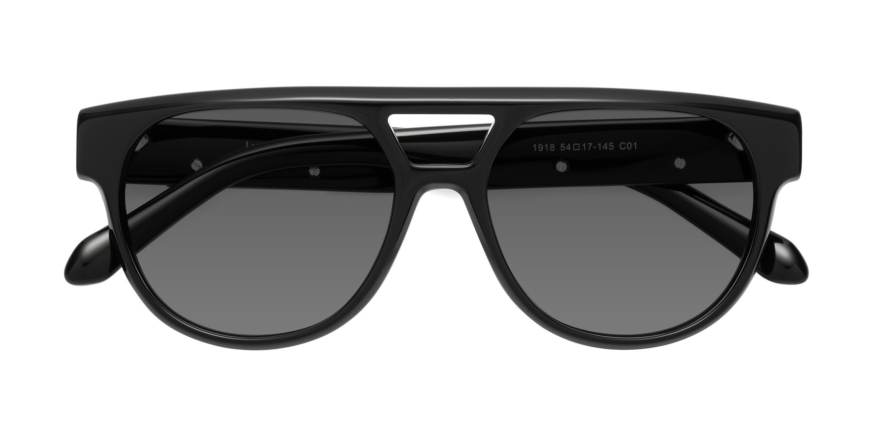 Folded Front of Lyon in Black with Medium Gray Tinted Lenses
