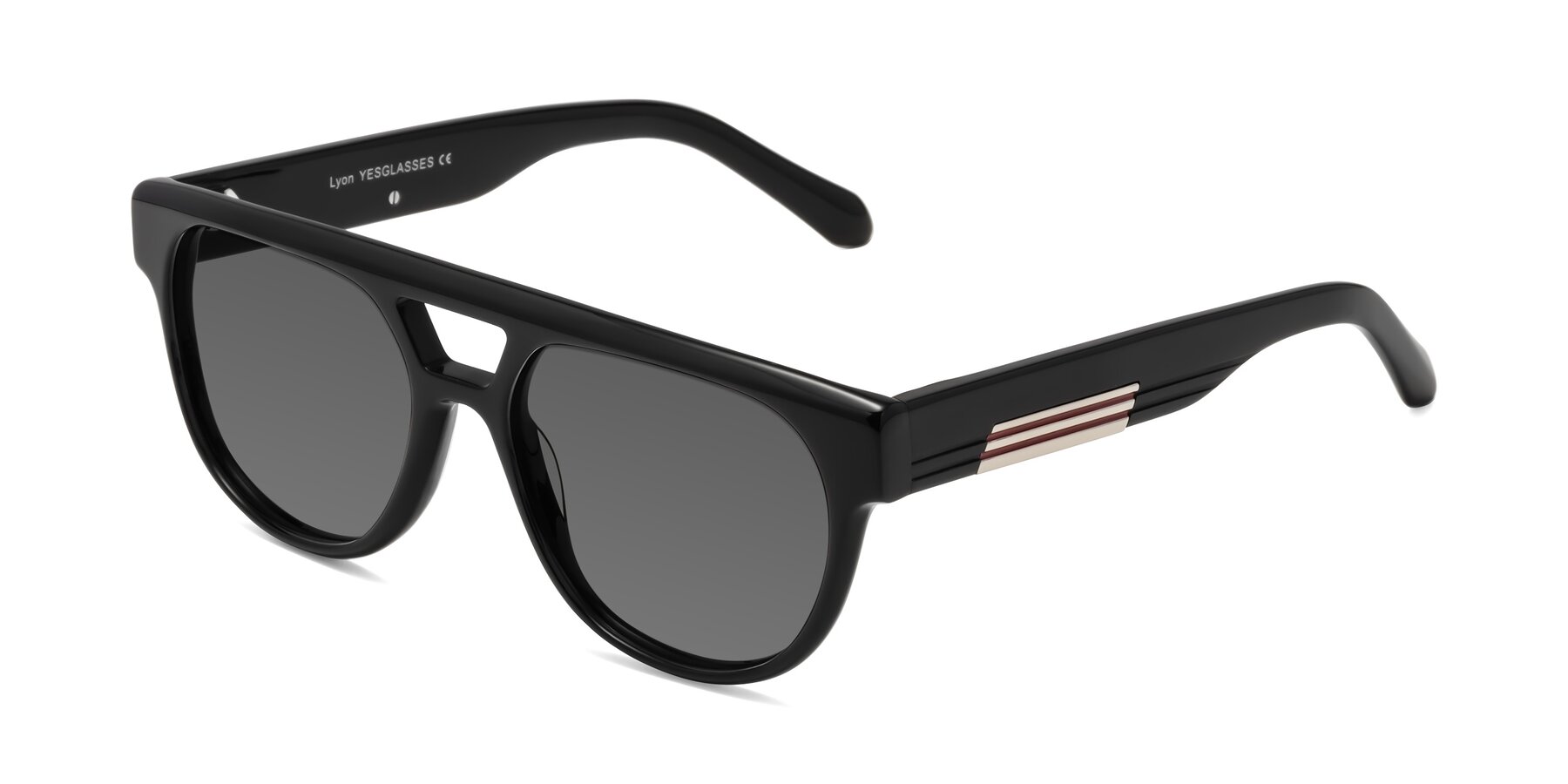Angle of Lyon in Black with Medium Gray Tinted Lenses