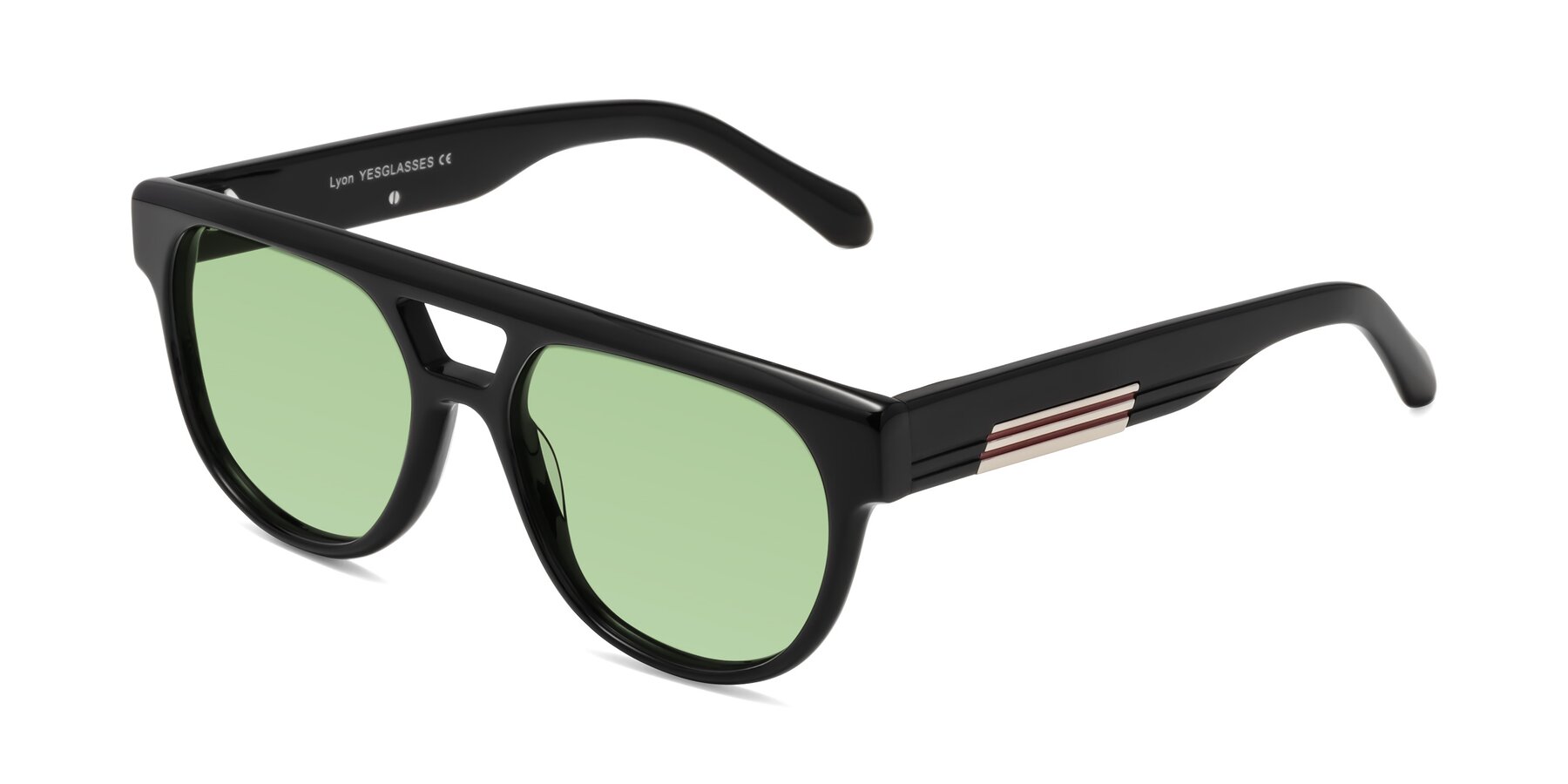 Angle of Lyon in Black with Medium Green Tinted Lenses