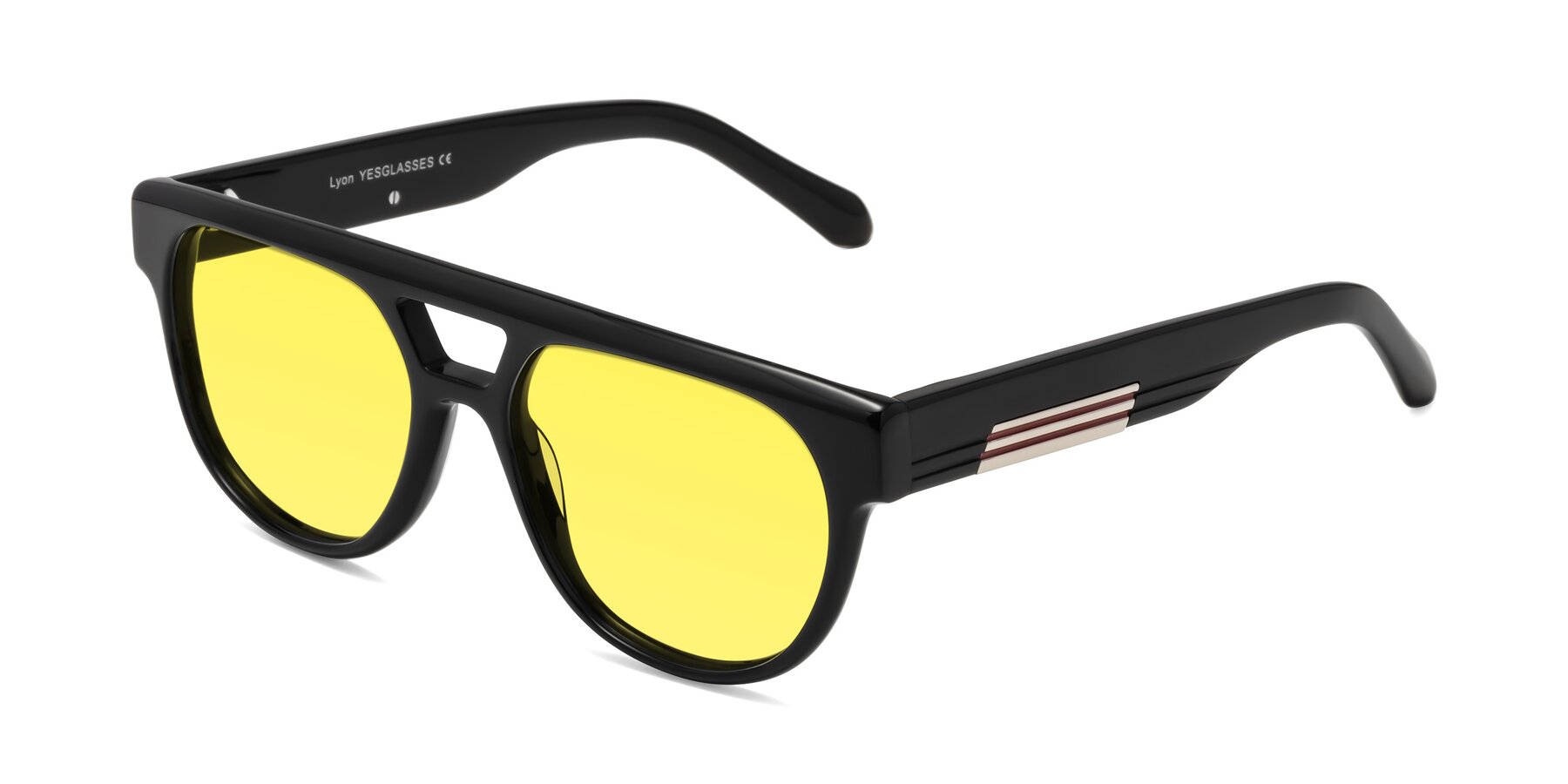 Angle of Lyon in Black with Medium Yellow Tinted Lenses