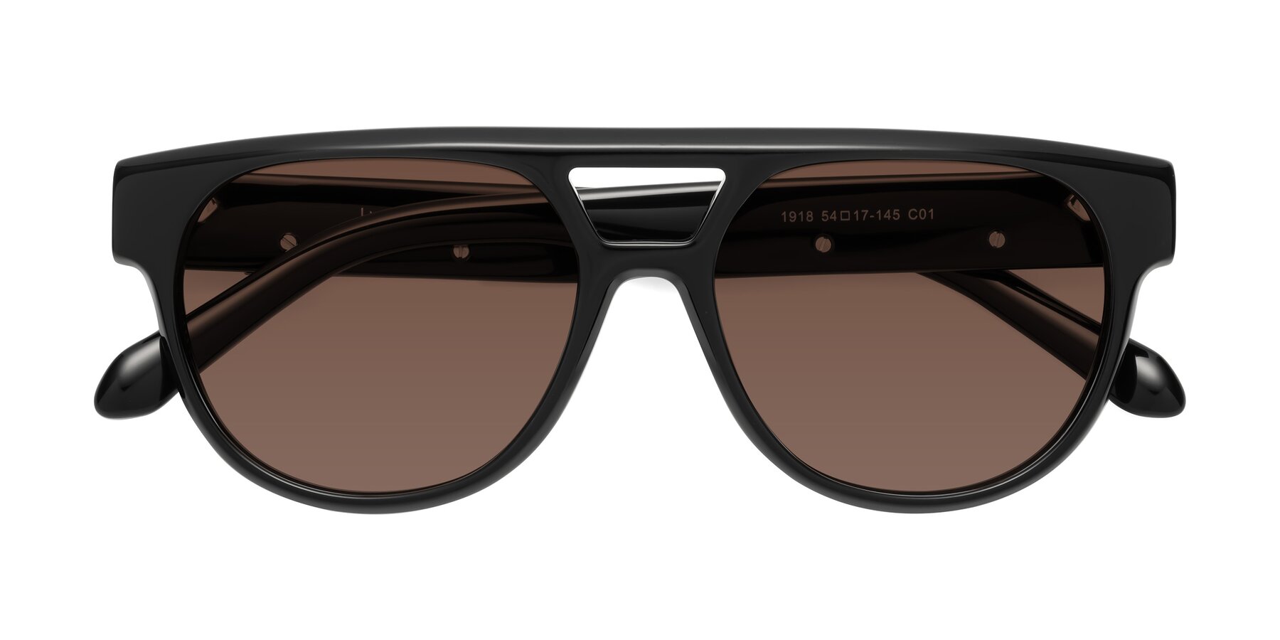 Folded Front of Lyon in Black with Brown Tinted Lenses