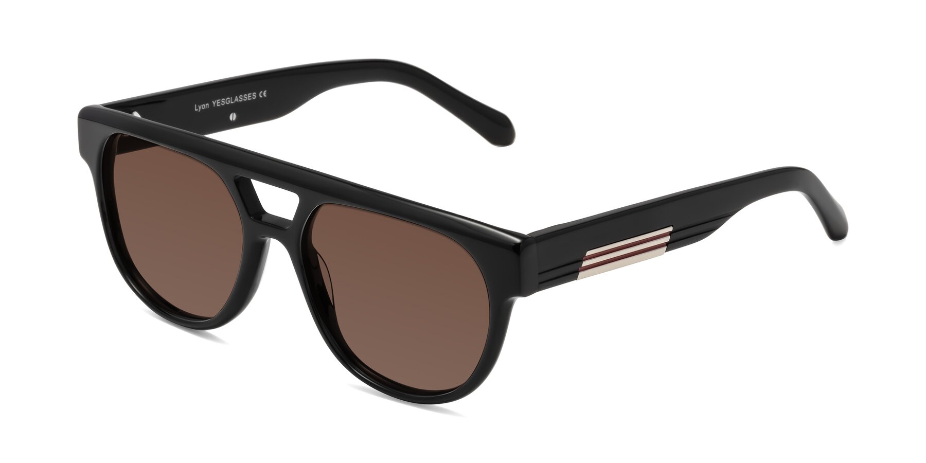 Angle of Lyon in Black with Brown Tinted Lenses