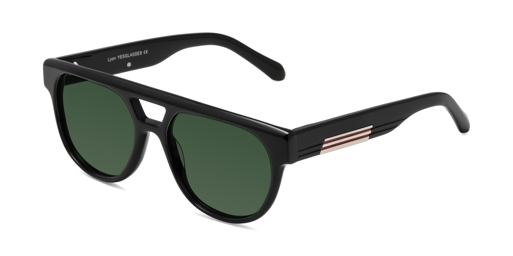 Angle of Lyon in Black with Green Tinted Lenses