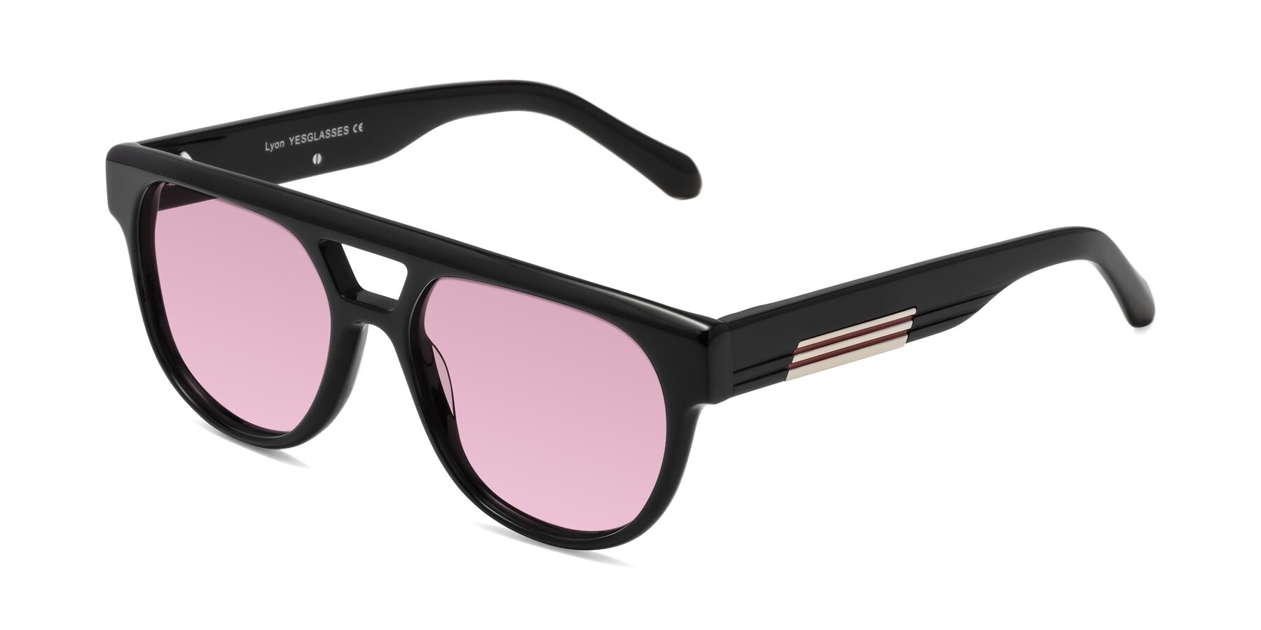 Angle of Lyon in Black with Light Wine Tinted Lenses