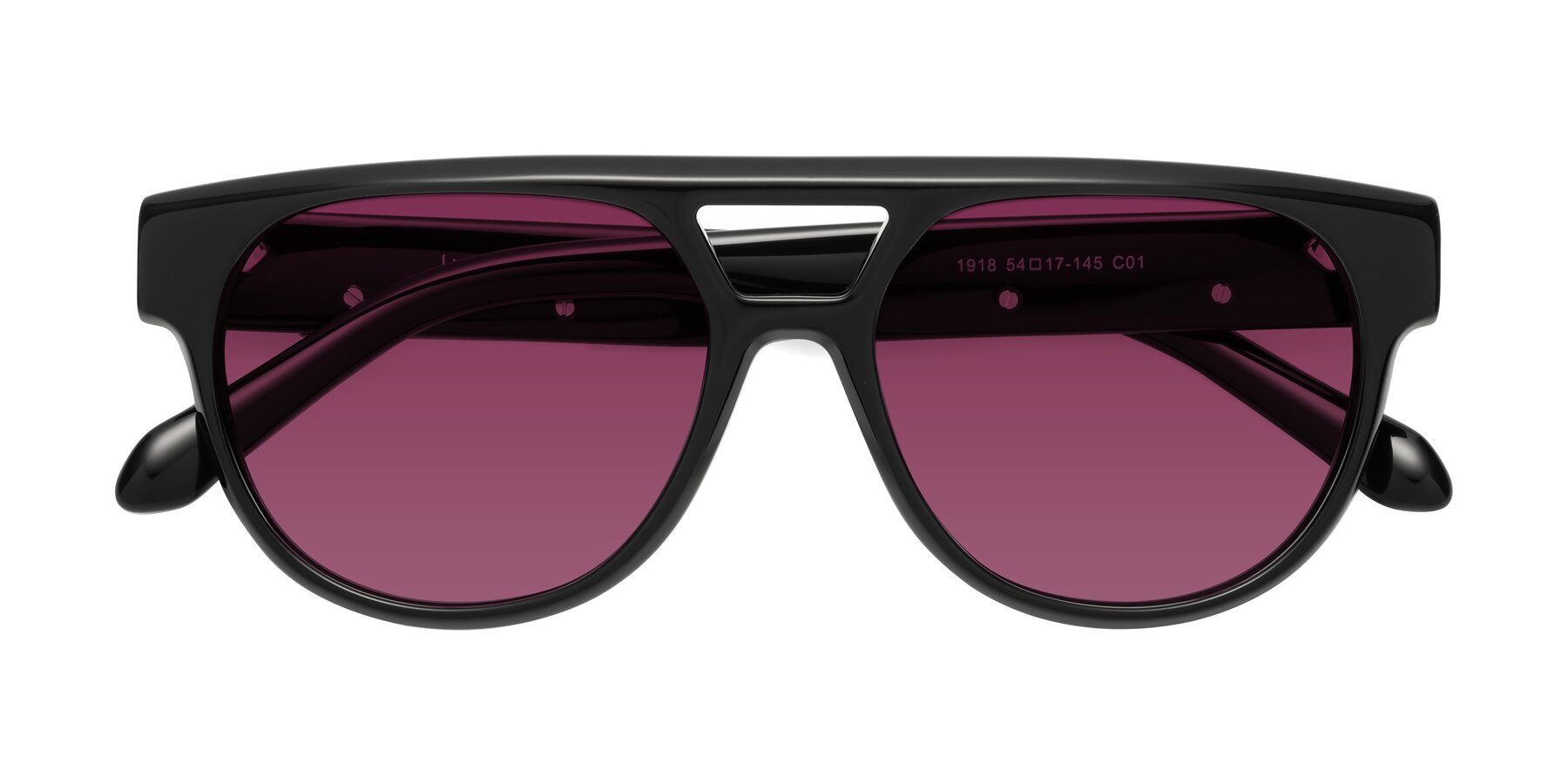 Folded Front of Lyon in Black with Wine Tinted Lenses