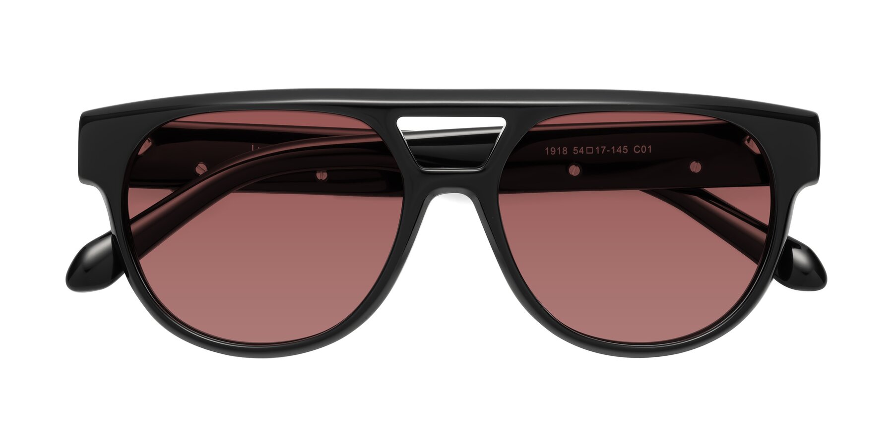 Folded Front of Lyon in Black with Garnet Tinted Lenses