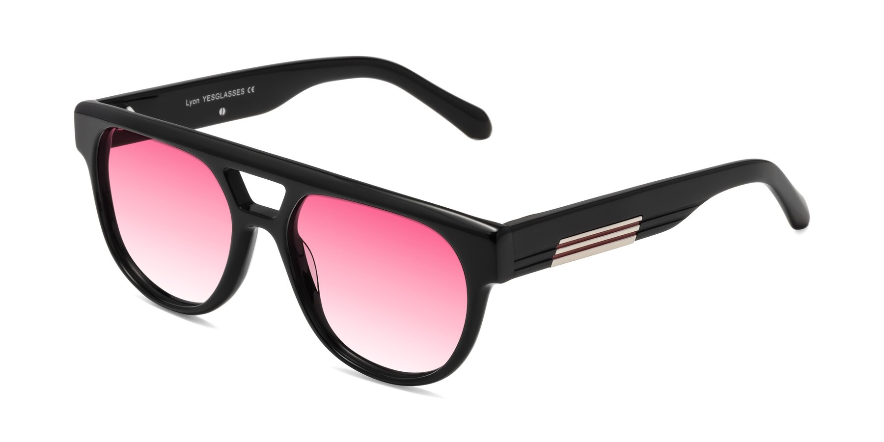 Angle of Lyon in Black with Pink Gradient Lenses