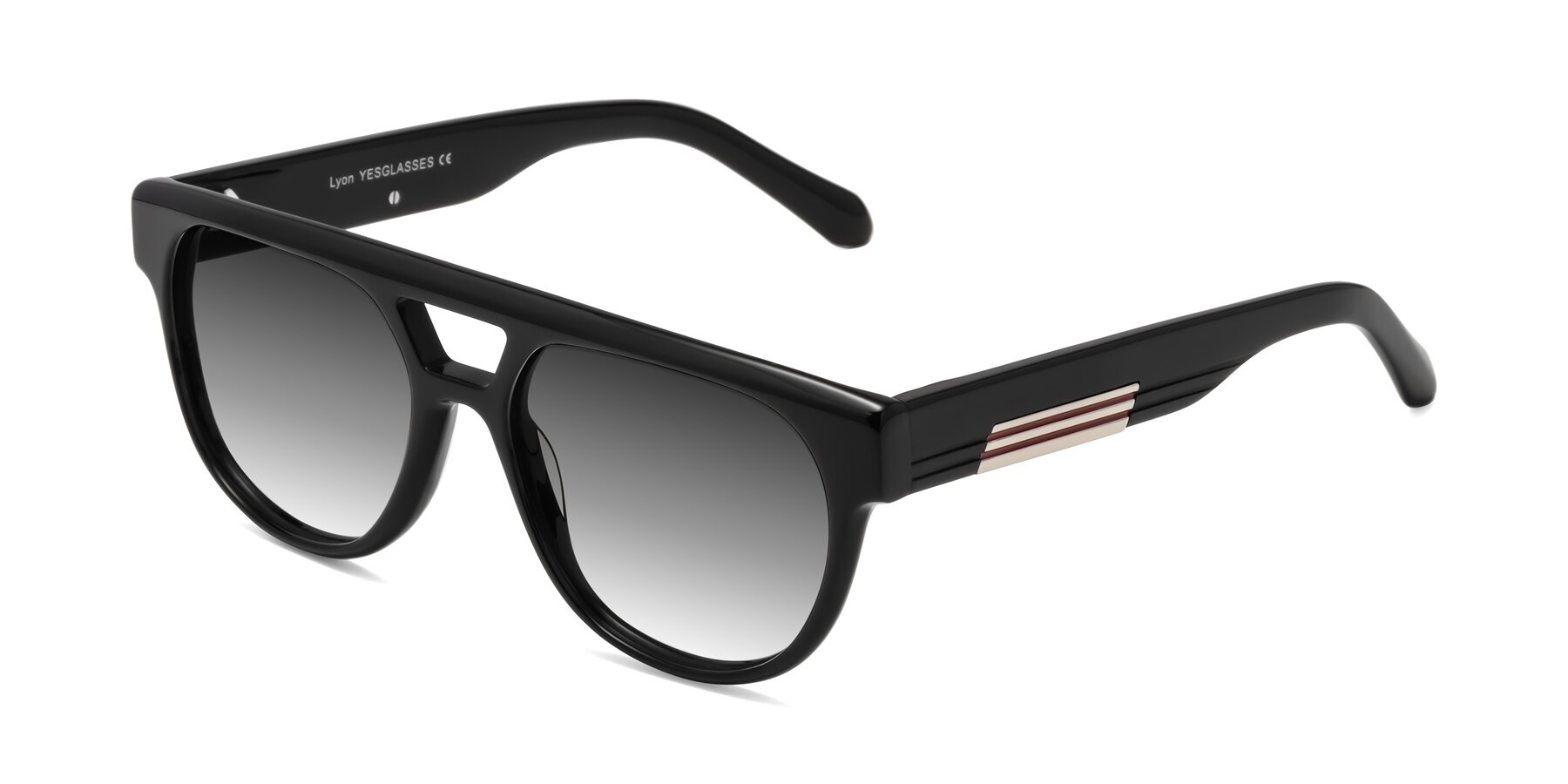 Angle of Lyon in Black with Gray Gradient Lenses