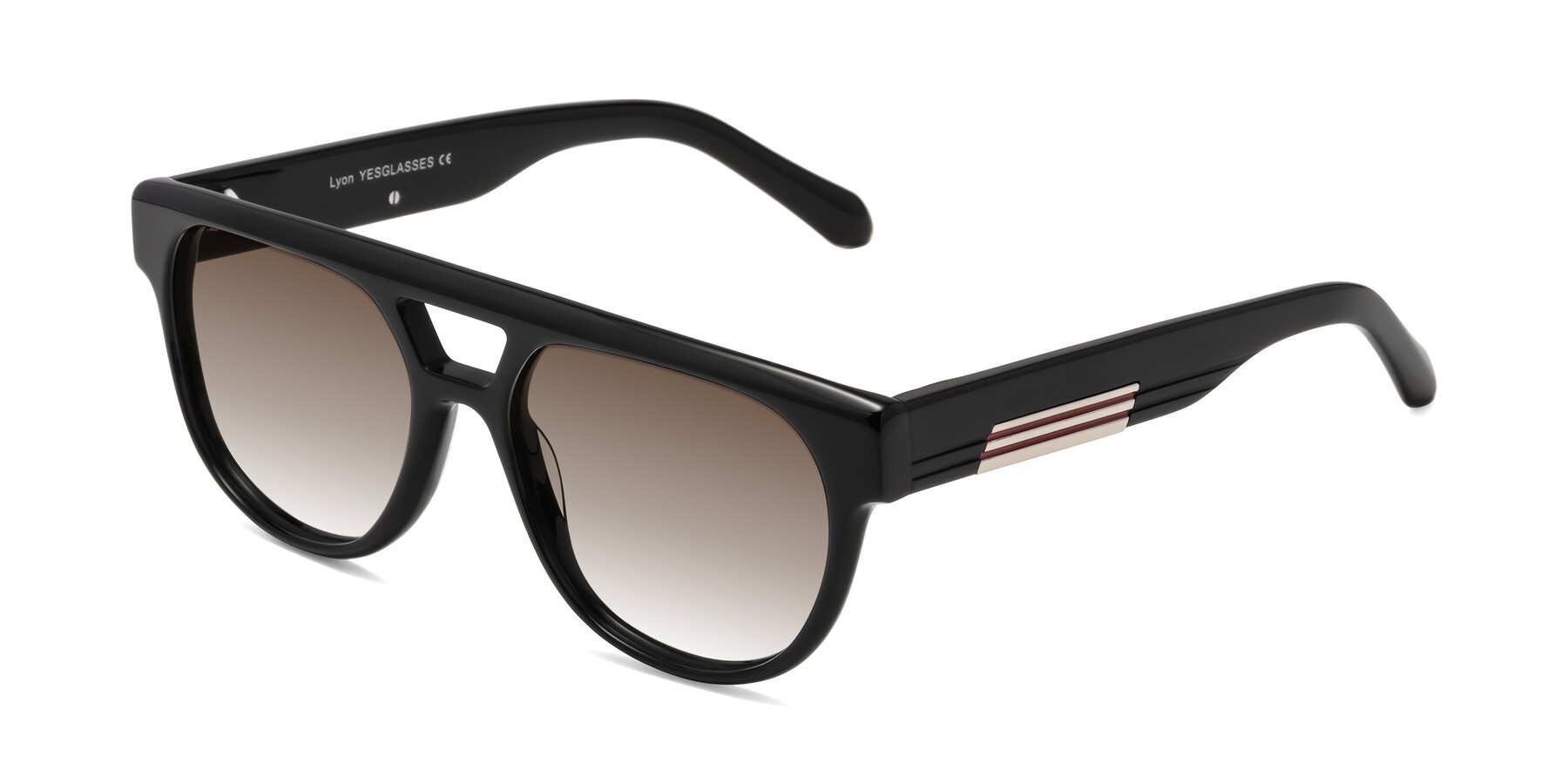 Angle of Lyon in Black with Brown Gradient Lenses