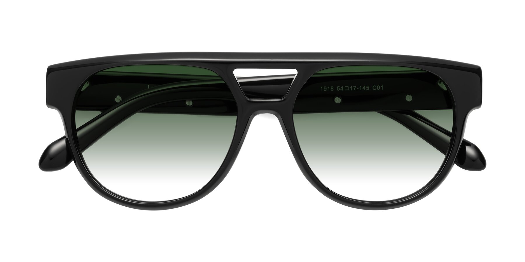 Folded Front of Lyon in Black with Green Gradient Lenses