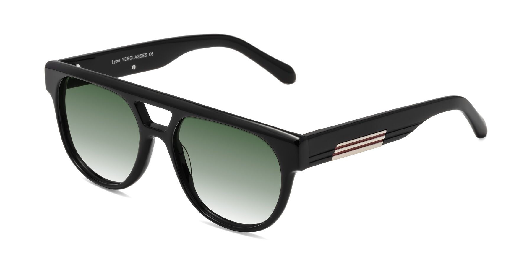 Angle of Lyon in Black with Green Gradient Lenses