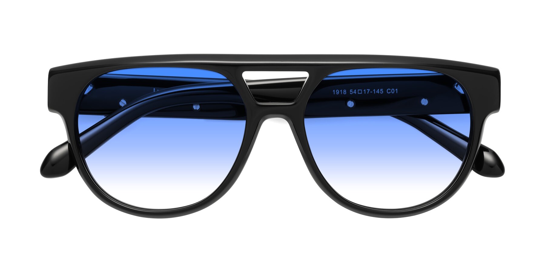 Folded Front of Lyon in Black with Blue Gradient Lenses