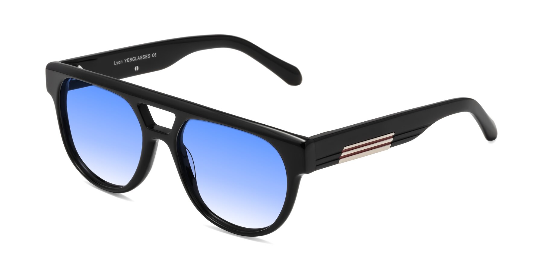 Angle of Lyon in Black with Blue Gradient Lenses