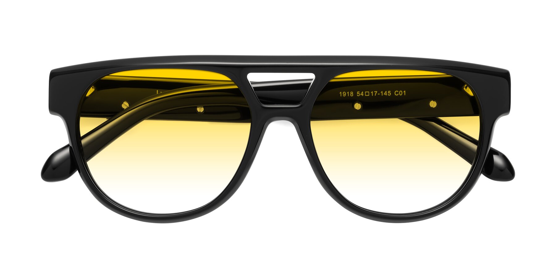 Folded Front of Lyon in Black with Yellow Gradient Lenses