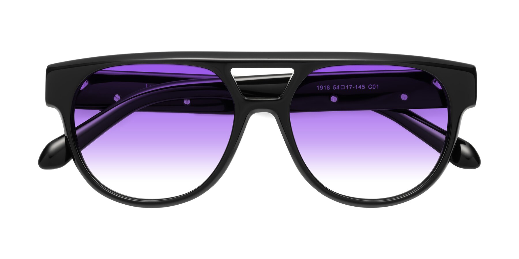 Folded Front of Lyon in Black with Purple Gradient Lenses