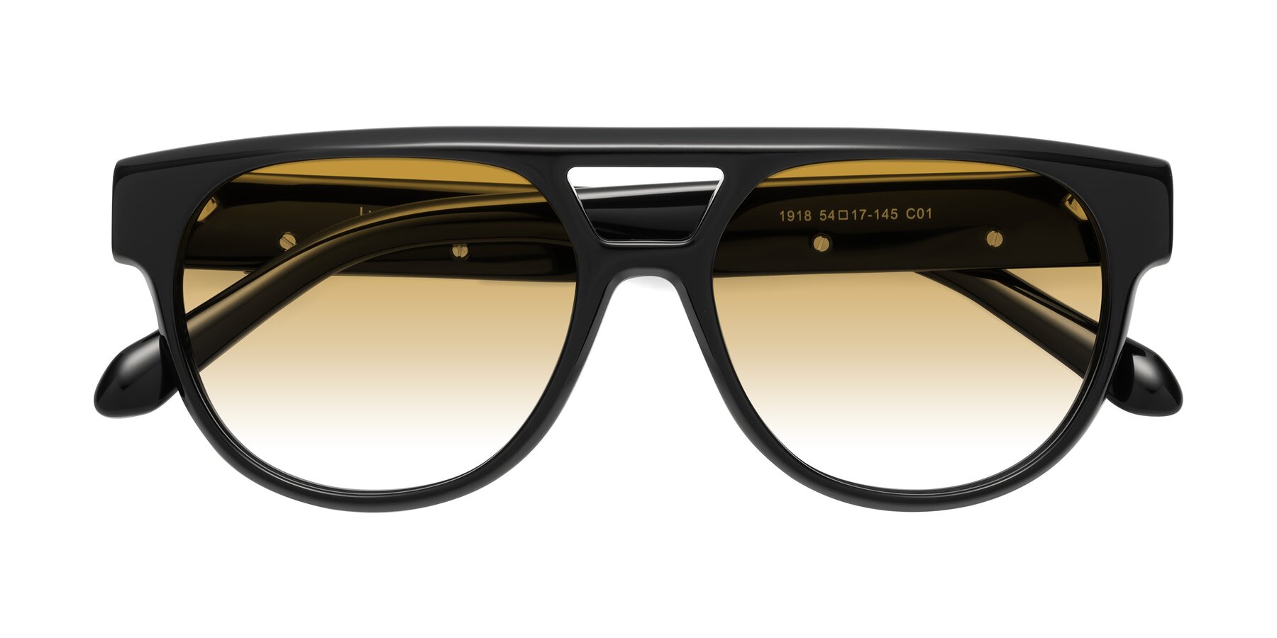 Folded Front of Lyon in Black with Champagne Gradient Lenses