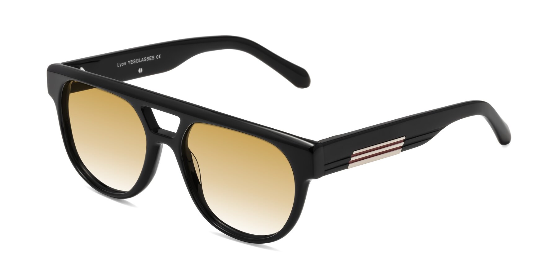 Angle of Lyon in Black with Champagne Gradient Lenses