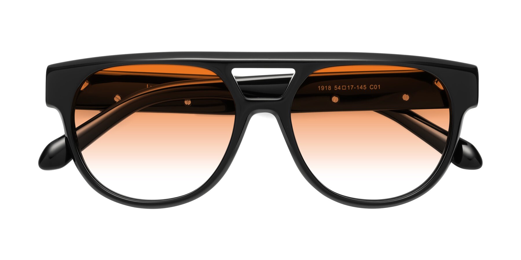 Folded Front of Lyon in Black with Orange Gradient Lenses