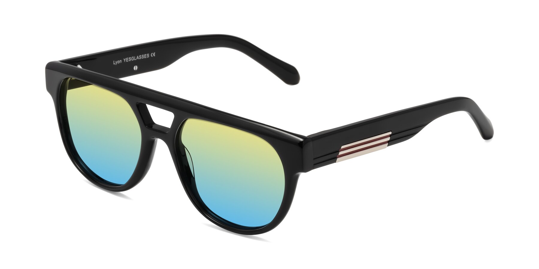 Angle of Lyon in Black with Yellow / Blue Gradient Lenses