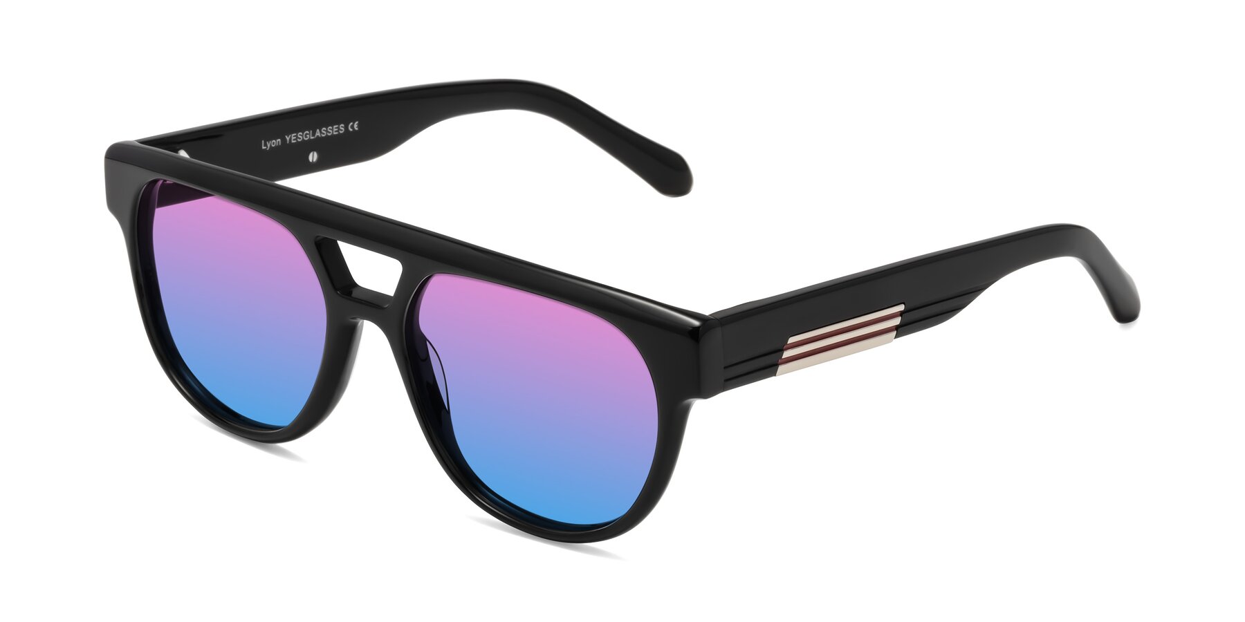 Angle of Lyon in Black with Pink / Blue Gradient Lenses