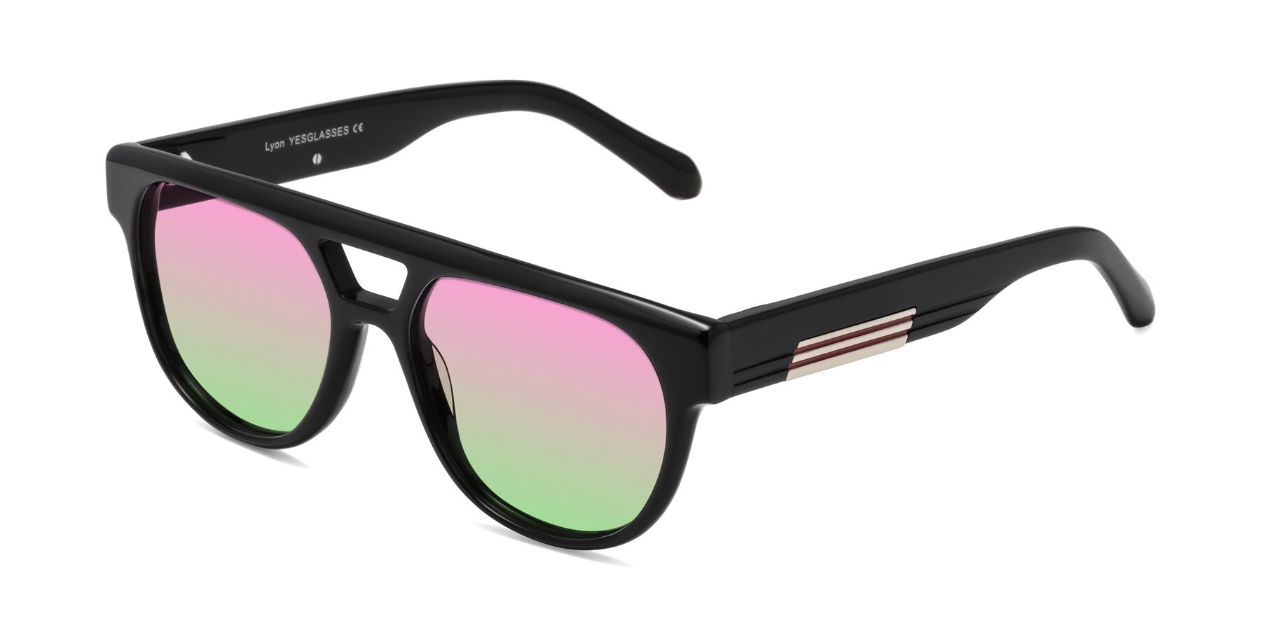 Angle of Lyon in Black with Pink / Green Gradient Lenses