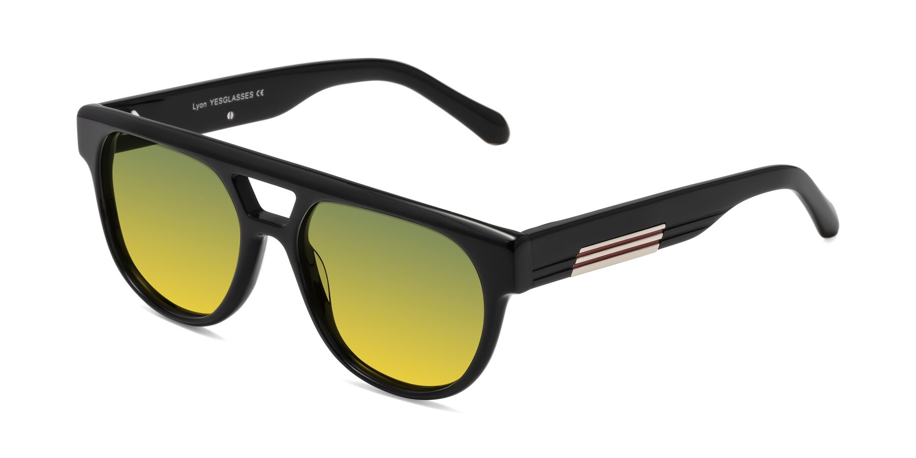 Angle of Lyon in Black with Green / Yellow Gradient Lenses