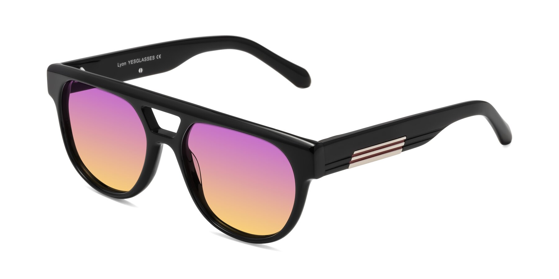 Angle of Lyon in Black with Purple / Yellow Gradient Lenses