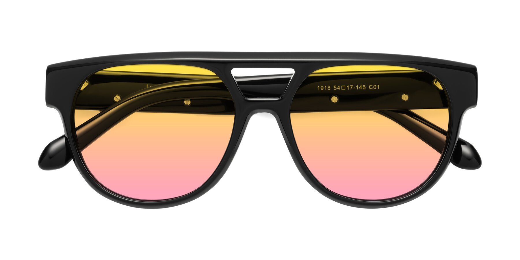 Folded Front of Lyon in Black with Yellow / Pink Gradient Lenses