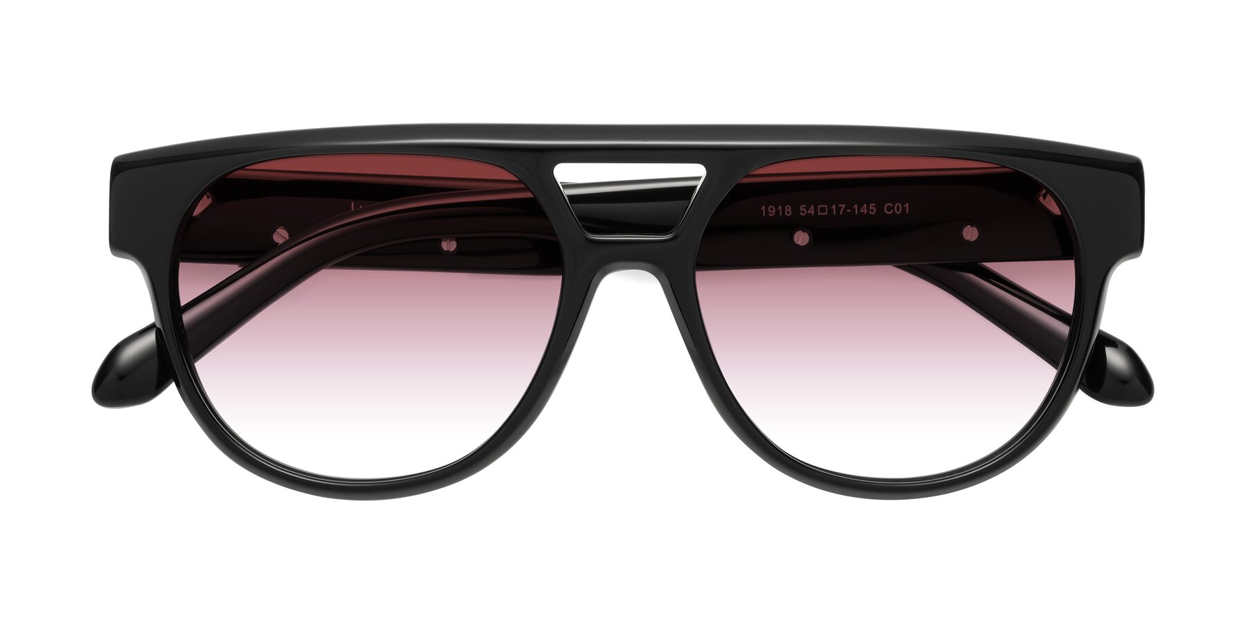 Folded Front of Lyon in Black with Garnet Gradient Lenses