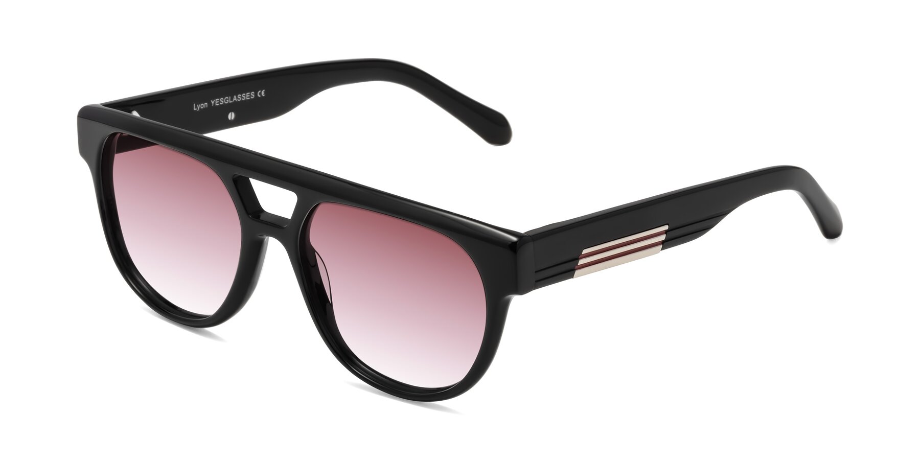 Angle of Lyon in Black with Garnet Gradient Lenses