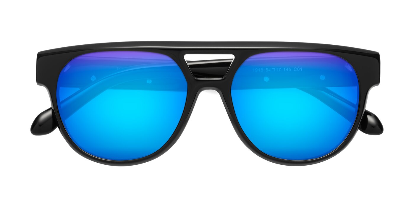 Lyon - Black Flash Mirrored Sunglasses