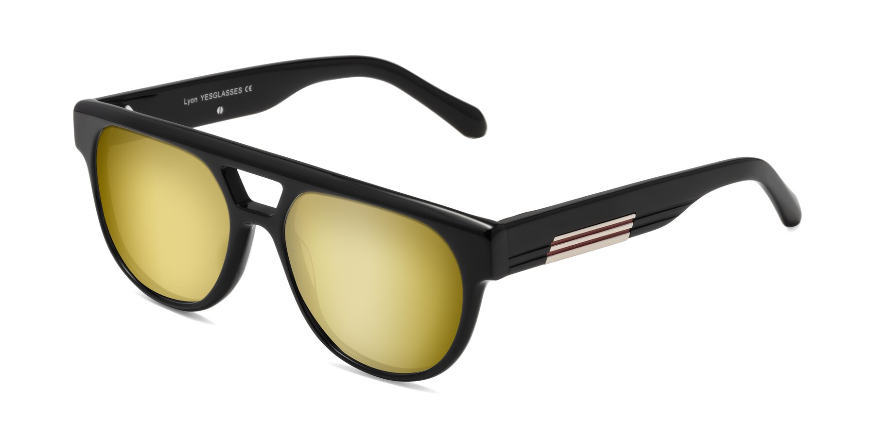 Angle of Lyon in Black with Gold Mirrored Lenses
