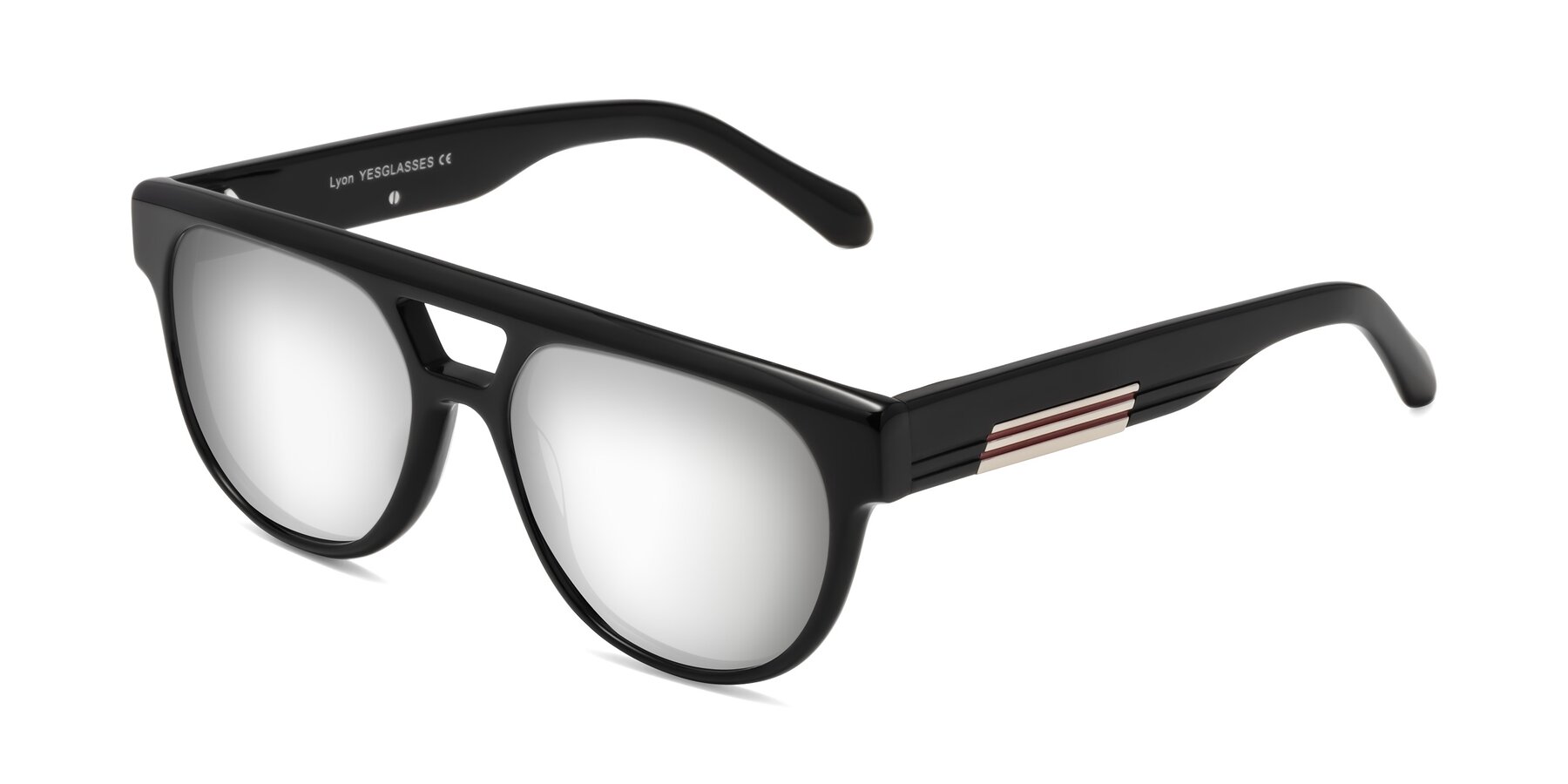 Angle of Lyon in Black with Silver Mirrored Lenses