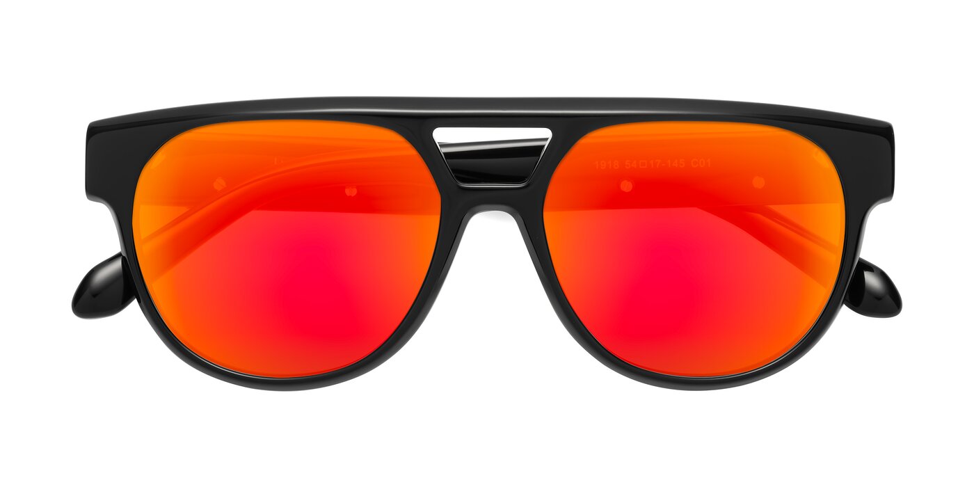 Lyon - Black Flash Mirrored Sunglasses
