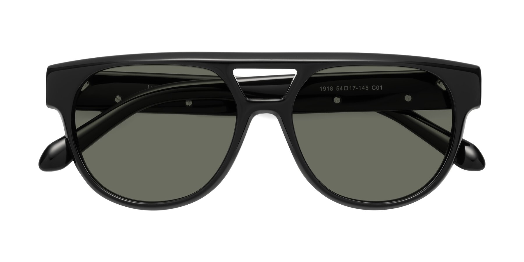 Folded Front of Lyon in Black with Gray Polarized Lenses