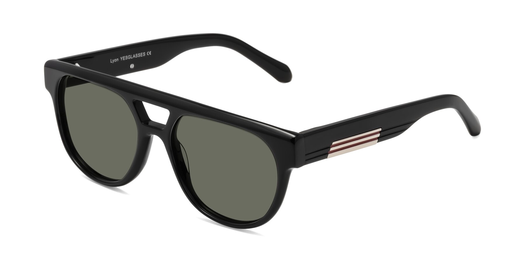 Angle of Lyon in Black with Gray Polarized Lenses