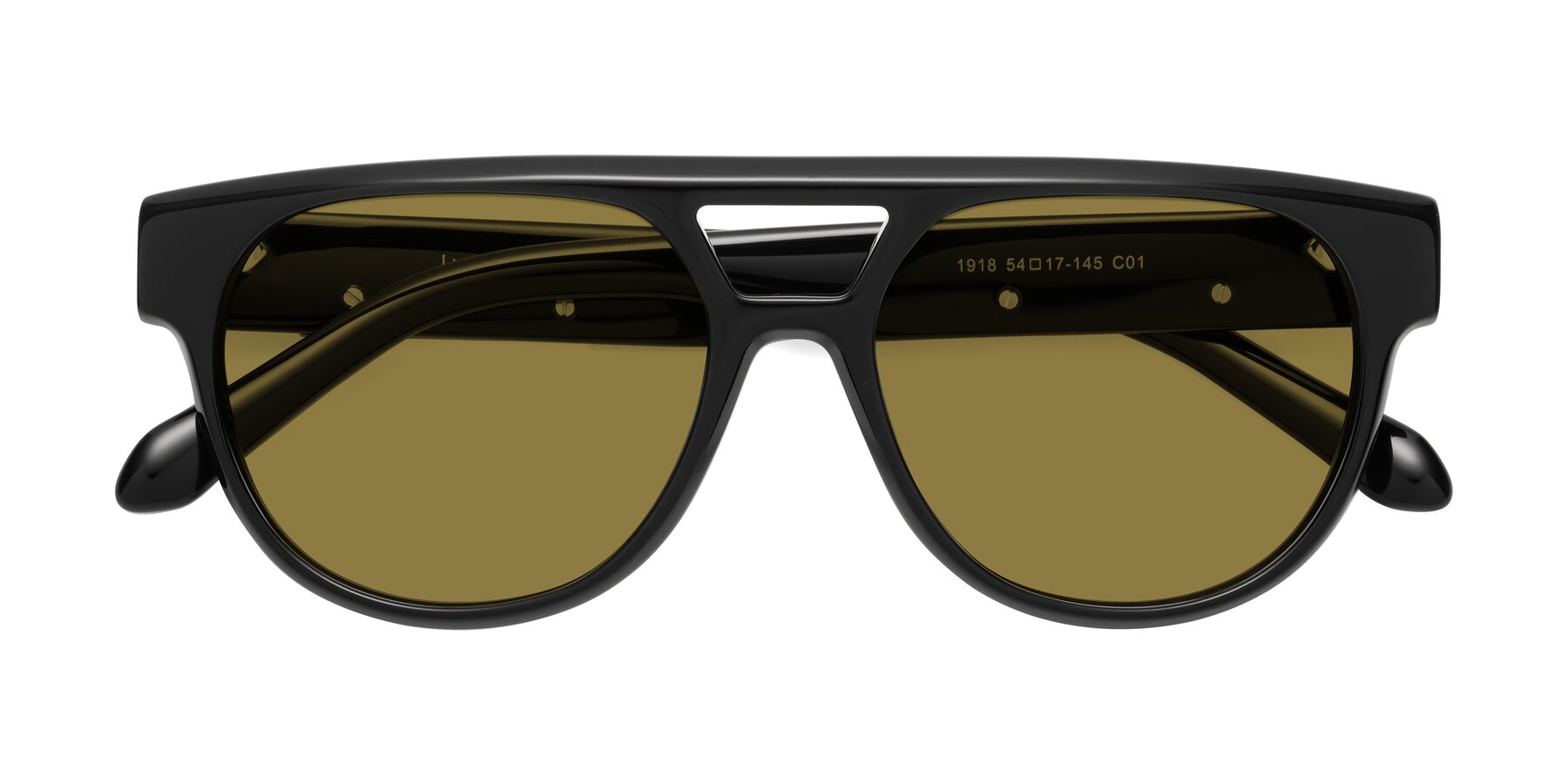 Folded Front of Lyon in Black with Brown Polarized Lenses