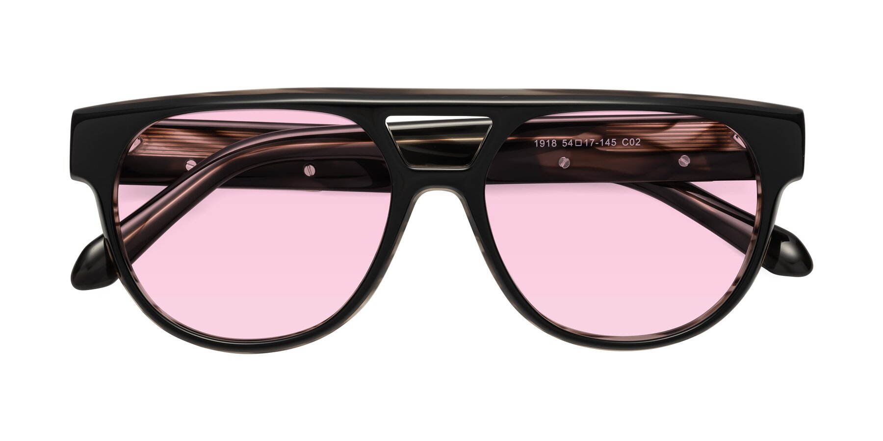 Folded Front of Lyon in Black-Brown with Light Pink Tinted Lenses