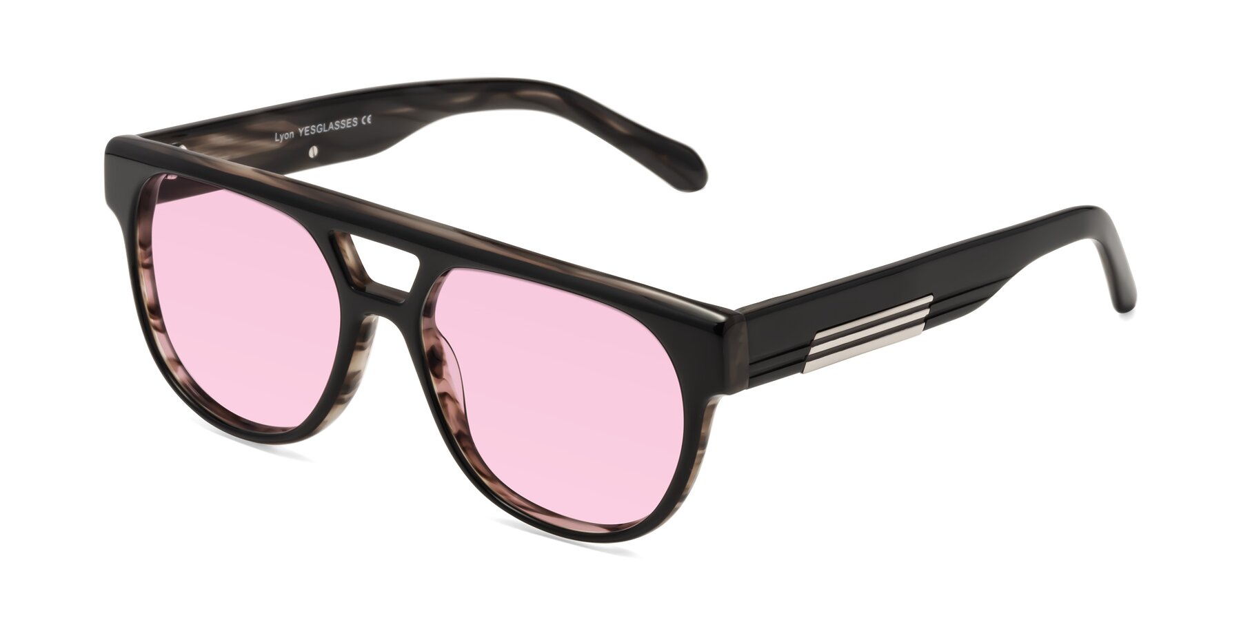 Angle of Lyon in Black-Brown with Light Pink Tinted Lenses