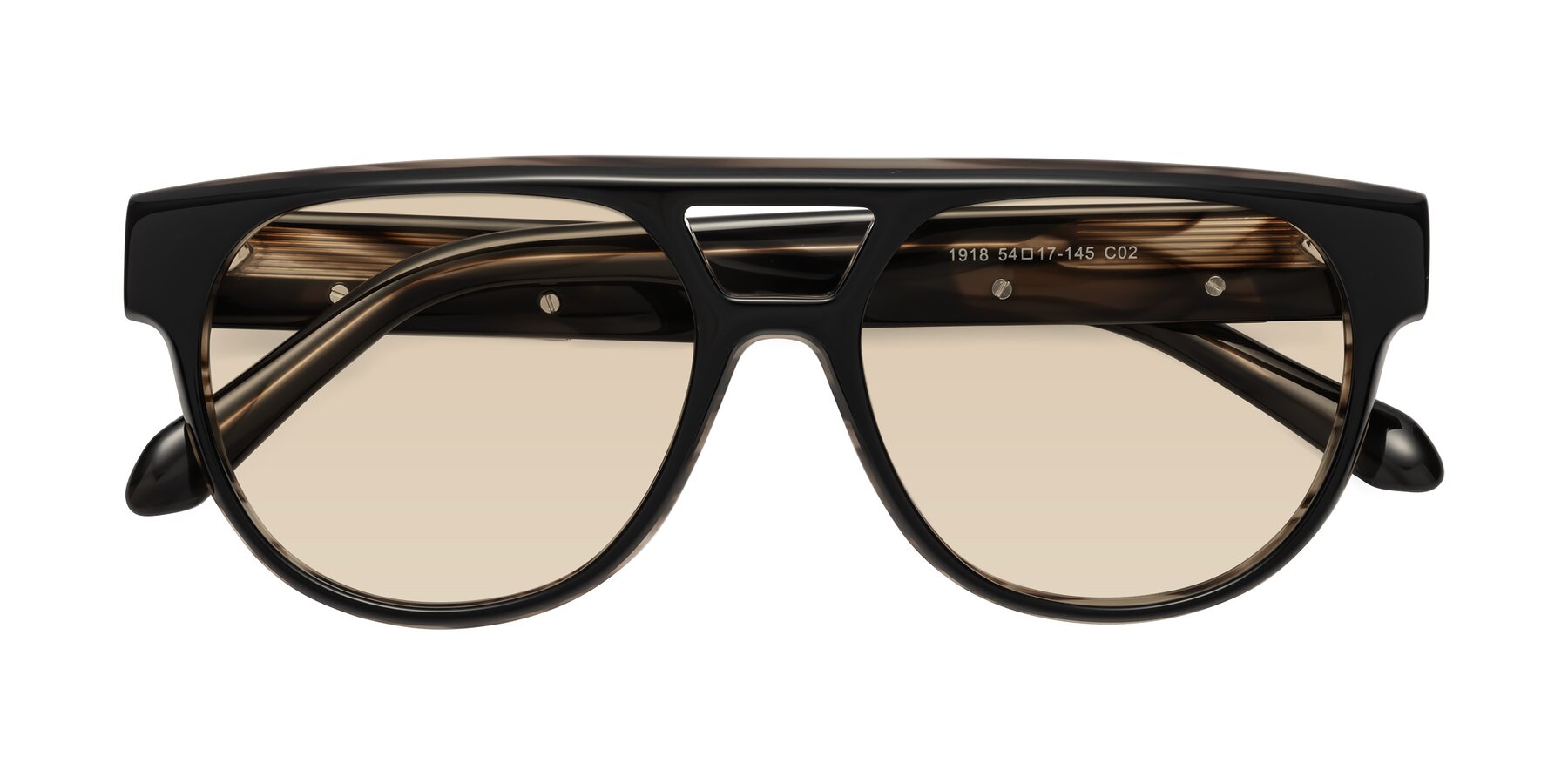 Folded Front of Lyon in Black-Brown with Light Brown Tinted Lenses