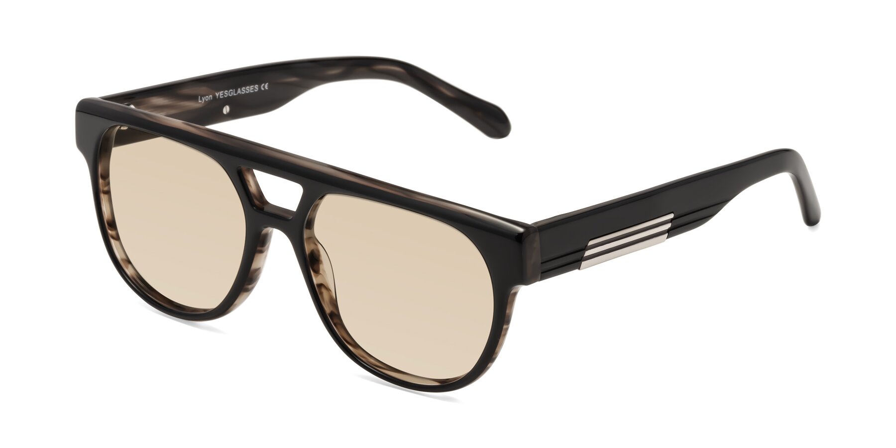 Angle of Lyon in Black-Brown with Light Brown Tinted Lenses