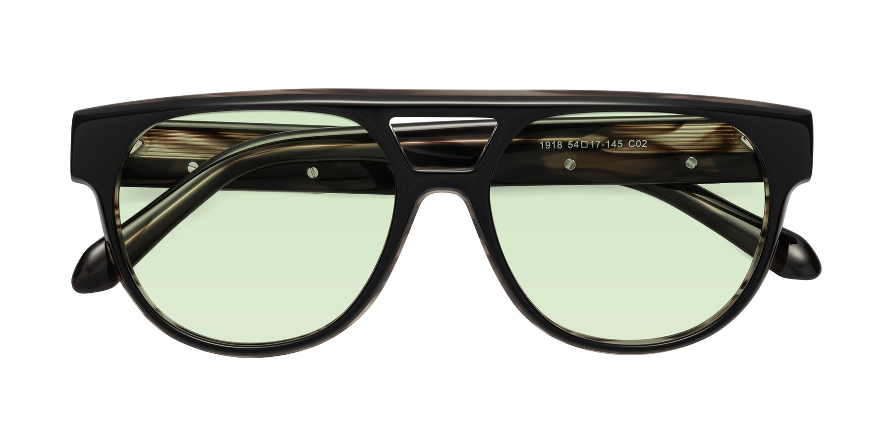 Folded Front of Lyon in Black-Brown with Light Green Tinted Lenses