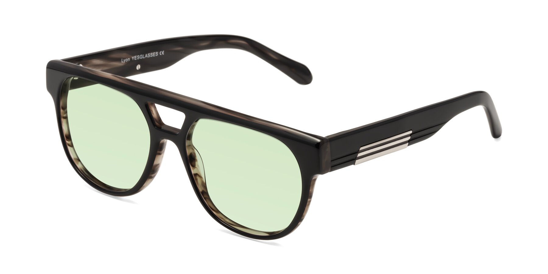 Angle of Lyon in Black-Brown with Light Green Tinted Lenses