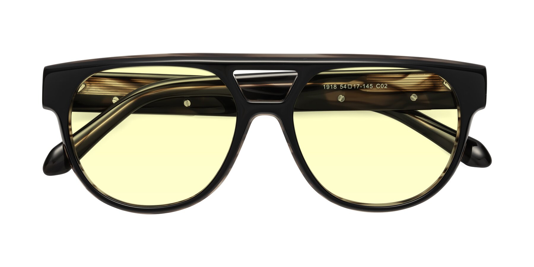 Folded Front of Lyon in Black-Brown with Light Yellow Tinted Lenses