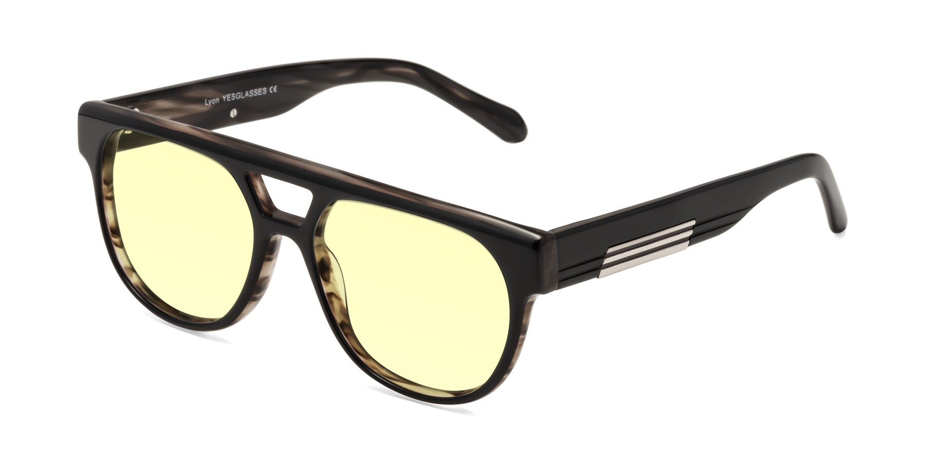 Angle of Lyon in Black-Brown with Light Yellow Tinted Lenses