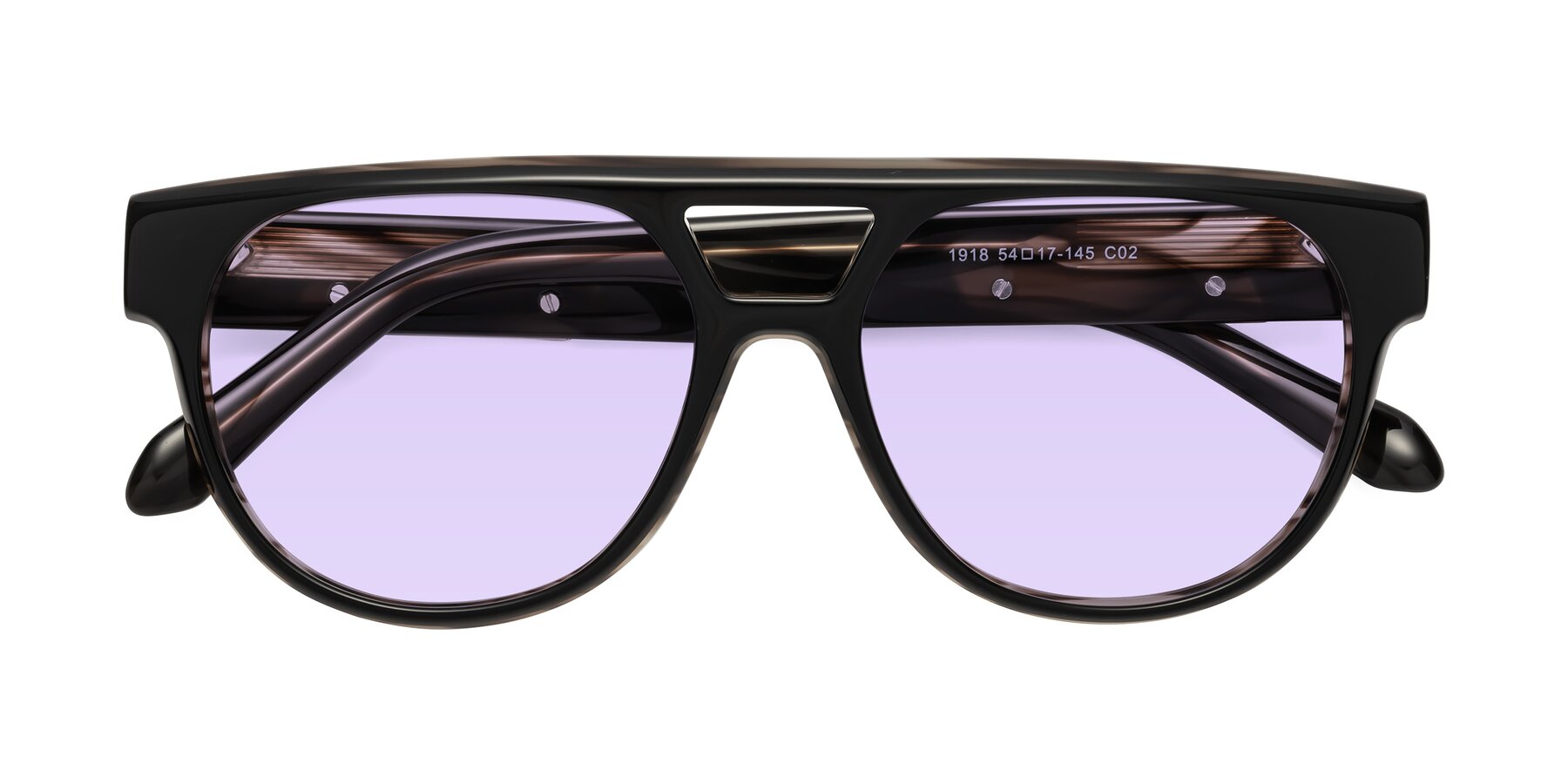 Folded Front of Lyon in Black-Brown with Light Purple Tinted Lenses