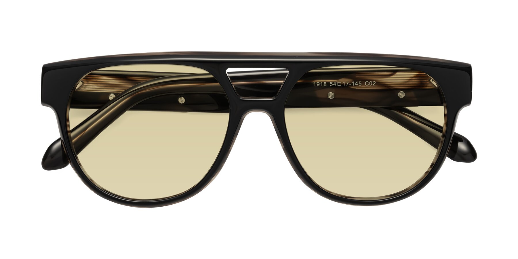 Folded Front of Lyon in Black-Brown with Light Champagne Tinted Lenses