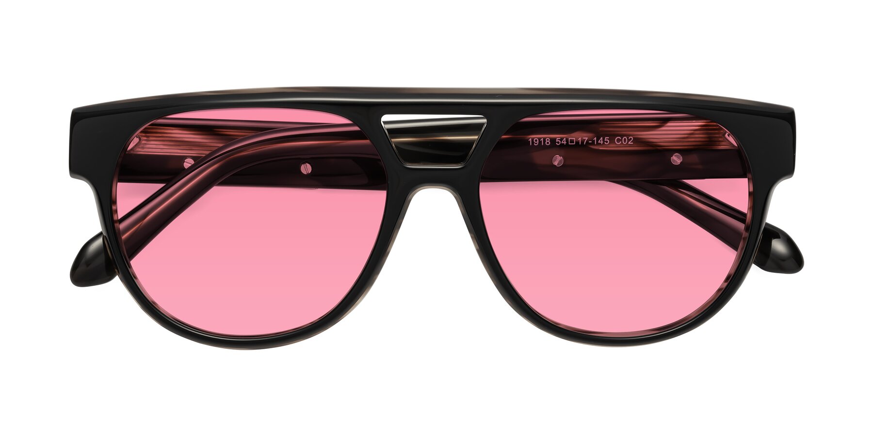 Folded Front of Lyon in Black-Brown with Pink Tinted Lenses