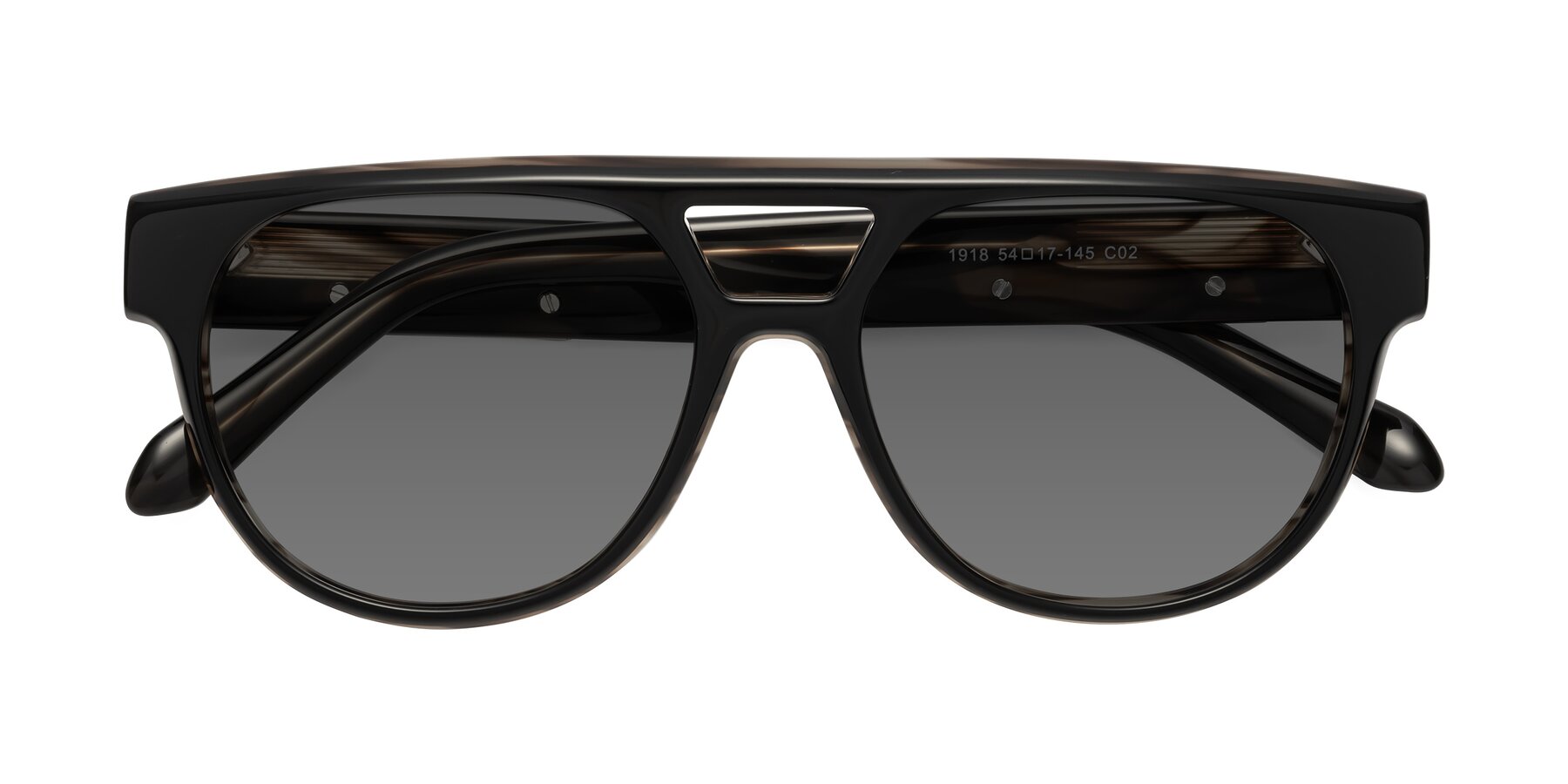 Folded Front of Lyon in Black-Brown with Medium Gray Tinted Lenses