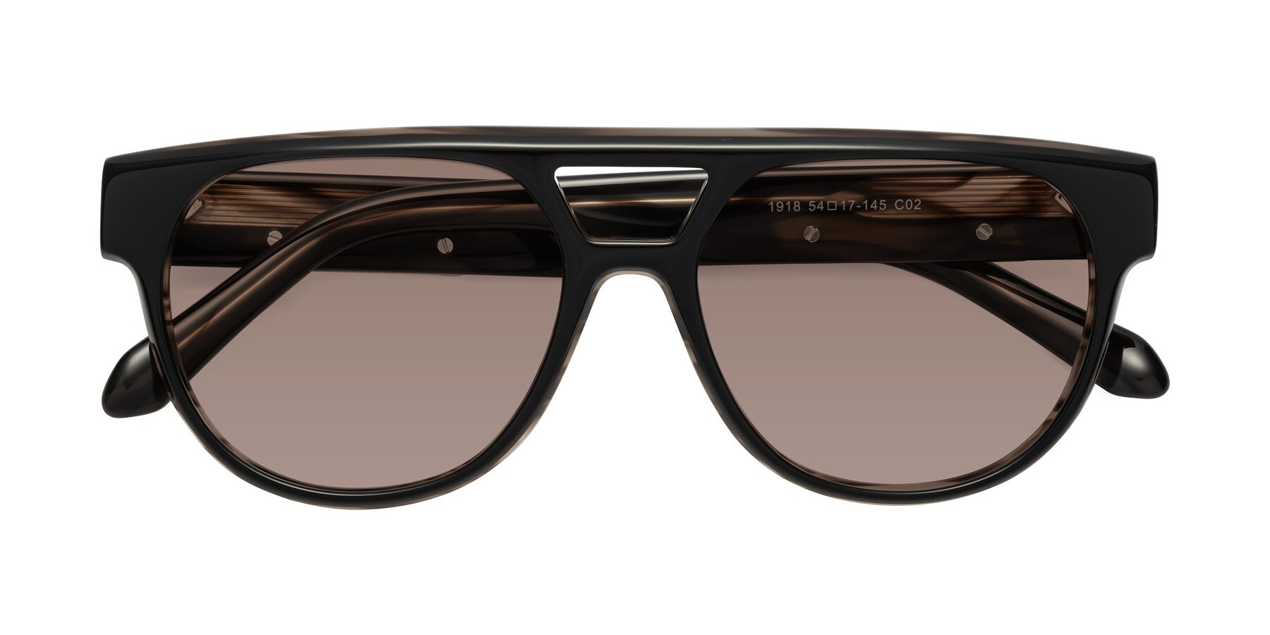 Folded Front of Lyon in Black-Brown with Medium Brown Tinted Lenses